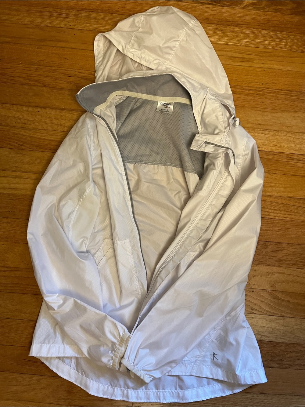 Danskin White Hooded Windbreaker Jacket